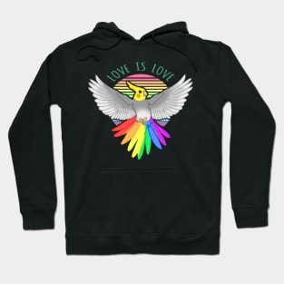 Love is Love - Rainbow Cockatiel Doodle Hoodie